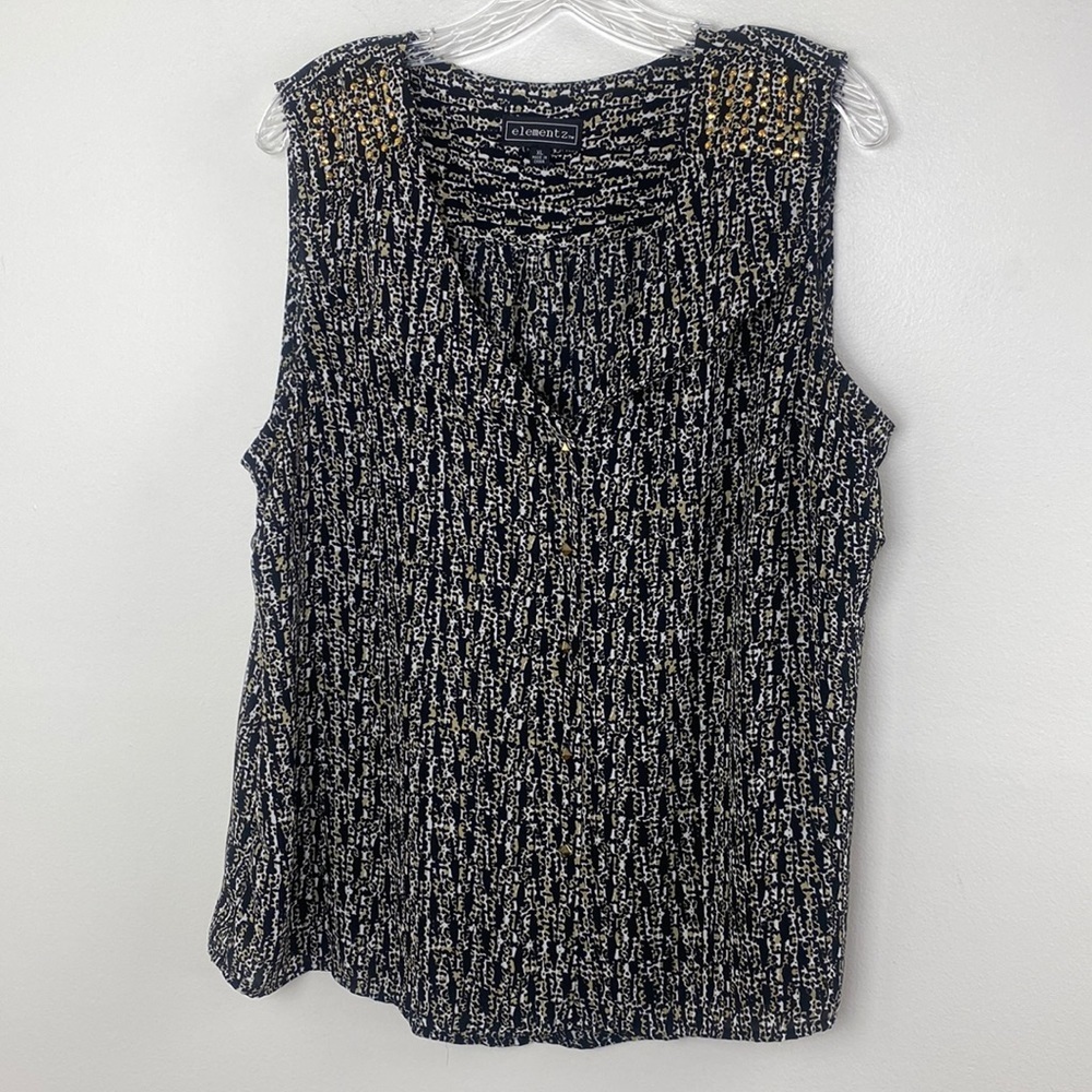 ELEMENTZ Animal Print Sleeveless Button up Blouse size XL
